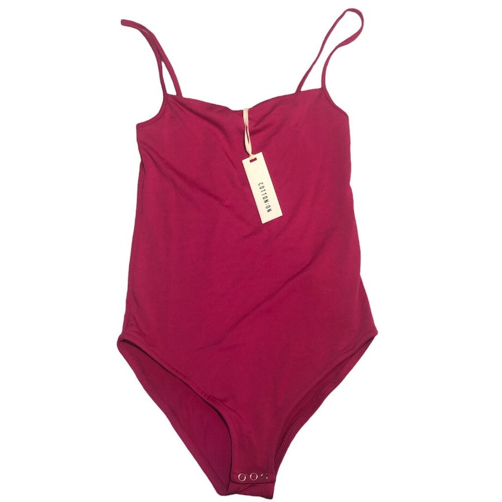 Cotton On Womens Carissa Straight Back Bodysuit Royal Pink Xtra Small XS NWT